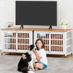 EasyCom 42"/41"/33" XL Heavy Duty Dog Crate Furniture with Casters, Dog Kennel Indoor for Large and Medium Dogs, Double-Doors Sturdy Dog Cage for Anxiety Dog, Decorate House as TV Stand, Bedside Table