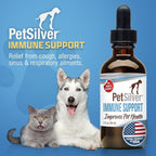 PetSilver Immune Support - Promotes Respiratory Health in Cats & Dogs, Sinus & Kennel Cough Treatment, Natural Antibiotic, Allergy Relief, Chelated Silver Formula, Easy-to-Use Dropper, USA - 2 fl oz