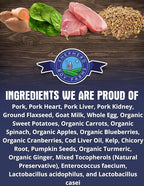 Freeze Dried Raw Dog Food, Pork Recipe, All Natural, No Synthetics, Made in USA with Goat's Milk & Organic Produce, High Protein, Complete Meal (48oz)