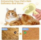 3 in 1 Cat Steam Brush, Pet Spray Hair Removal Comb for Shedding & Grooming, Water Brush for Cats Dogs Small Animals Long Short Haired with One-Click Release Button(Yellow)