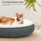 Love's cabin Round Donut Cat and Dog Cushion Bed, 36in Pet Bed for Cats or Small Dogs, Anti-Slip Water-Resistant Bottom, Super Soft Durable Fabric Pet beds, Washable Cat Dog Bed Stripe Bluish Grey