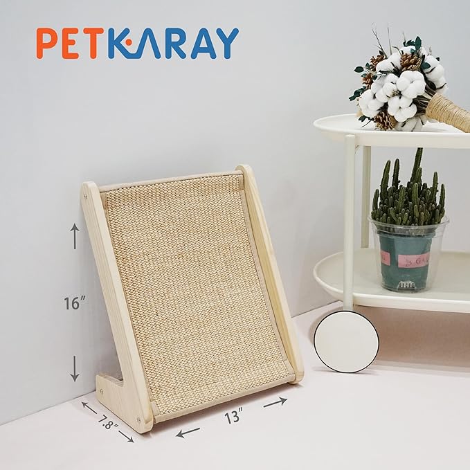 PETKARAY Cat Scratcher, Sisal Cat Scratching Ramp, L Shape Cat Scratch Pad for Indoor Cats, Kitten Wall Furniture Protector Small