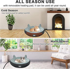 Heated Cat Bed for Indoor Cats, 19" Round Heated Pet Bed with Chew Resistant Cord. Soft & Cozy Electric Pet Heating Pad, Indoor Kitty Heating Bed Cat Heating Pad for Small and Medium Cats.