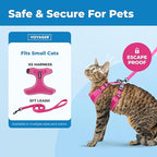 Voyager Escape-Proof Step-in Lock Cat Harness & 5ft Neoprene-Handle Leash Set All-Weather Mesh with Reflective Stitching for Small to Large Cats by Best Pet Supplies, Fuchsia (327), XS