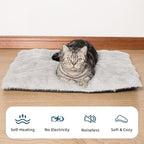 Self Warming Cat Mat Self Heating Cat Bed 24" x 18" Thermal Cat Mat Extra Warm Dog Bed Cat Beds for Indoor and Outdoor Cats Pet Heating Pad for Kittens Small Puppy Pets with Washable Removable Cover