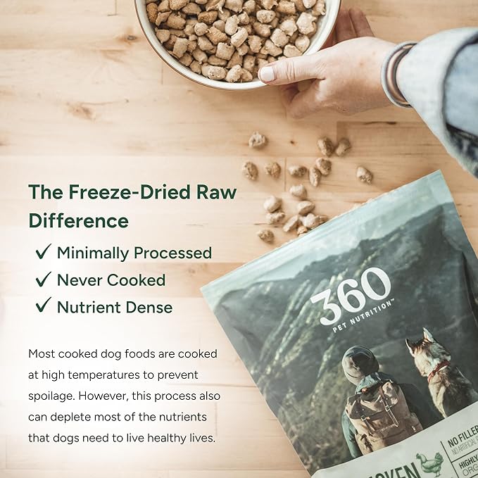 360 Pet Nutrition Freeze-Dried Raw Dog Food – Chicken Recipe with Liver & Organs, High Protein, Omega-3s, Fruits, Veggies & Superfoods, Grain-Free, No Fillers, 5 oz – Made in USA