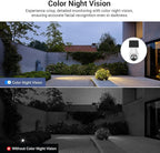 1080p Security Camera Wireless with Solar Panel, 2.4G WiFi Only, AI Human Detection, 2-Way Audio, Color Night Vision, Indoor/Outdoor Surveillance Bullet Cam, Cloud Storage (Sold Separately)