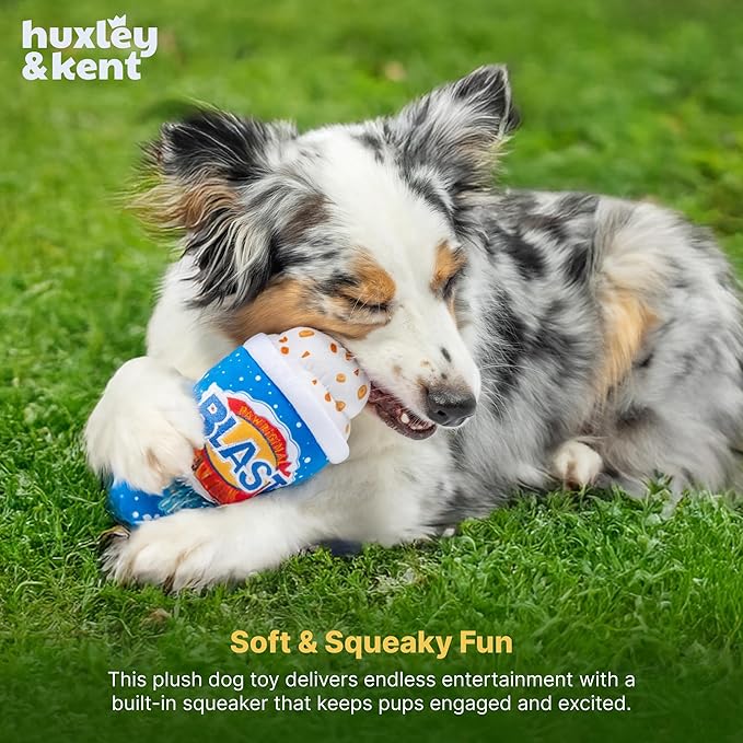 Huxley & Kent Funny Dog Toy w/Squeaker – Power Plush Squeaky Dog Toys for Small, Medium & Large Dogs – Soft Stuffed Animal for Indoor Play & Fetch - Arctic Blast Treat, Large