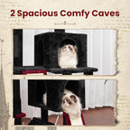 Cat Tree for Indoor Cats, 71'' (180cm) Multi-Level Cat Tower for Large Adult, Gothic Sturdy Cat Tree House with 2 Scratching Boards 7 Posts, 2 Plush Perches/Condos, Hammock, Black GCT032BR