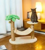 LUCKITTY Small Cat Scratching Posts Kitty Coconut Palm Tree-Cat Scratch Post for Cats and Kittens - Natural Jute Sisal Scratch Pole Cat Scratcher (Post &Hammock)