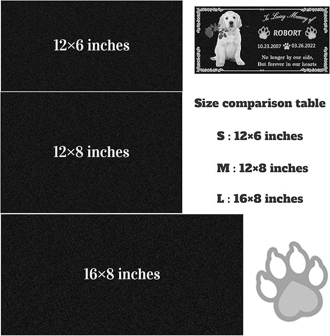 Dog Headstone, Memorial Stone,Black Granite Memorial Garden Stone Engraved with Photo,Pet Headstones Personalized Pet Memorial Stones for Dog,Cat Tombstone (Dog Memorial Stone)