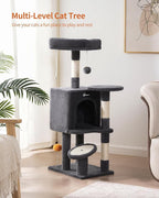 FourFurPets Small Cat Tree, Multi-Level Cat Tree for Indoor Cats, Cat Tower with Scratching Post, Cat Condo for Kittens, Dark Gray