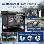 Rugged Heated Cat House for Outdoor Cats in Winter, Extremely Insulated & 100% Weatherproof, Elevated Feral Cat Shelter with Waterproof Eaves & Safe Escape Door for Stray & Barn Cats