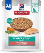 Hill's Science Diet Perfect Weight, Adult 1-6, Weight Management Support, Wet Cat Food, Salmon & Vegetables Stew, 2.8 oz Pouch, Case of 24