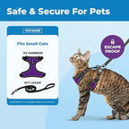 Voyager Escape-Proof Step-in Lock Cat Harness & 5ft Neoprene-Handle Leash Set All-Weather Mesh with Reflective Stitching for Small to Large Cats by Best Pet Supplies, Black Trim-Purple (327), XS