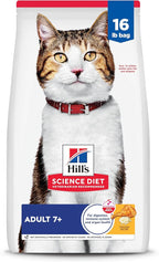 Hill's Science Diet Adult 7+, Senior Adult 7+ Premium Nutrition, Dry Cat Food, Chicken Recipe, 16 lb Bag