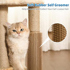 Made4Pets Cat Scratching Post, Cat Self Groomer for Indoor Cats, Cloud Soft Perch for Rest, 17.5" Tall Natural Sisal Scratcher Cat Grooming Interactive Ball Track Toys for Small Cats Kittens