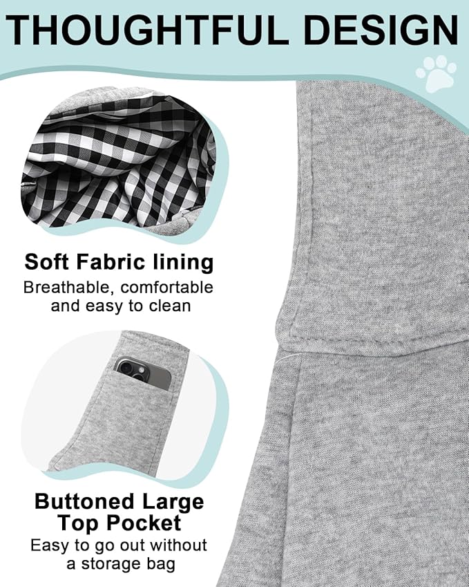 Dog Carrier Sling for Small Dogs and Cats(0 to 12 lbs), Puppy Sling Carrier with Adjustable Strap, Travel Safety Harness, Hands-Free Pet Carring Holder Travel Bag for Outdoor, Gray