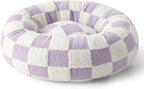 LE SURE Donut Small Dog Bed - Round Cat Beds for Indoor Cats Calming Pet Beds, Cute Modern Beds with Jacquard Shaggy Plush & Anti Slip Bottom, 23 Inch, Purple