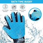 Upgrade Pet Grooming Gloves, Grooming Gloves for Dogs, Cats, Rabbits & Horses with Long and Short Hair, Efficient Pets Hair Remover Mittens - 1 Pair (Sky Blue)