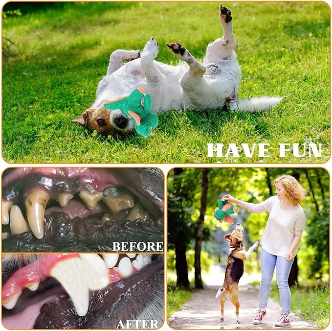 3-Layered Stuffed Dog Toys for Medium Large Dogs, Large Plush Squeaky Dog Toys to Keep Them Busy for Small Medium Large Breed, Cute Animals Puppy Teething Chew Toys - Dinosaur L