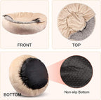 GASUR Dog Beds for Small Medium Dogs with Hooded Blanket, Cozy Cuddler Luxury Puppy Pet Bed with Blanket Attached, Donut Round Calming Anti-Anxiety Dog Burrow Cave Bed, Machine Washable 26 inch