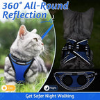 rabbitgoo Cat Harness and Leash Set for Walking Escape Proof, Adjustable Soft Kittens Vest with Reflective Strip for Cats, Comfortable Outdoor Vest, Blue, M