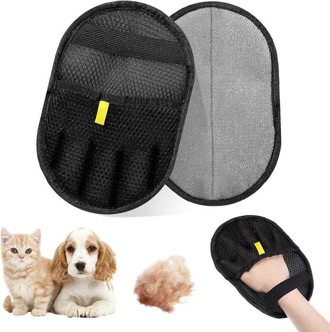 2 Pcs Pet Hair Removal Glove, Double Sided Grooming Gloves, Upgrade Electrostatic Pet Hair Remover, Reusable Pethair Remover Glove for Dogs and Cats Washing Beauty, Sofa, Bed Sheets, Clothes