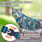 PUPTECK Cat Harness and Leash Set Escape Proof for Walking, Breathable Mash Vest Adjustable Harness for Cats Puppy Small Animals, Reflective at Night, Sky Blue Medium