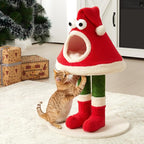 Christmas Cat Tree Tower for Indoor Cats Cute Santa Hat Design with Scratching Posts & Cozy Cat Bed, Small to Large Cat Tower, Red