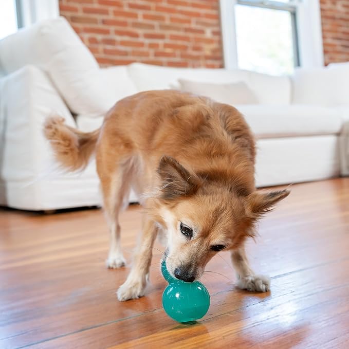 Outward Hound Double-Tuff Stuffable Dog Toy, Medium 4-Inch Green - Treat Dispensing Chew Ball for Small to Medium Dogs, Interactive Puzzle for Enrichment & Slow Feeding