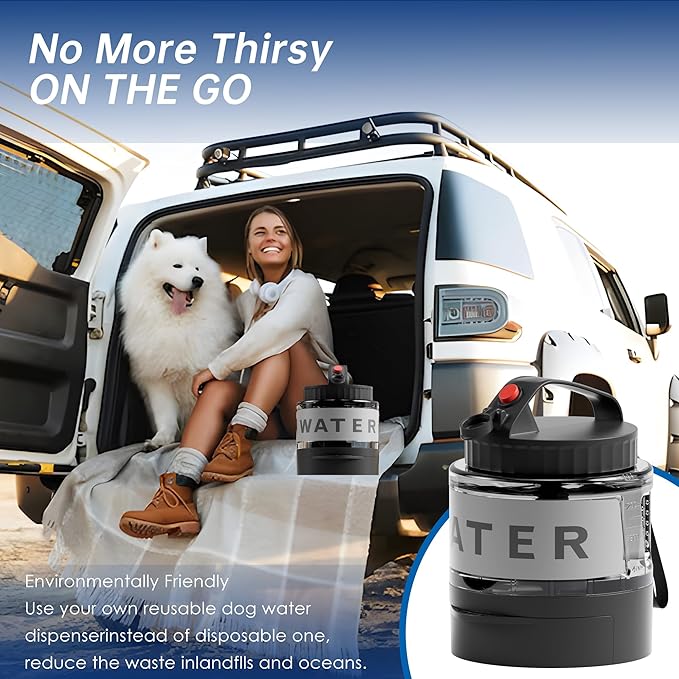 Portable Dog Water Bottle, 54oz Large Travel Water Bowl Dispenser for Dogs Camping Beach Walking Essentials, Big Portable Travel Water Bowl and Beach Accessories for Dogs，, Bpa Free, Safe and Durable