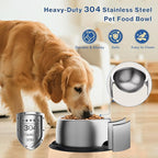 304 Stainless Steel Dog Bowls, Heavy Duty Dog Food Bowl with Extra Strong Non-Slip Mat, Thick Metal Base Water Bowl with Lick Mat for Small, Medium Dogs & Cats, Indoor/Outdoor (13.4 oz)