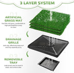 25" x 20" Dog Grass Pad with Tray, 3PCS Washable Artificial Grass Pee Pads for Indoor Dog Potty, Portable Reusable Pet Toilet for Small/Medium Dogs, 3-Layer System