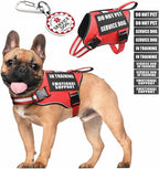 Service Dog Vest Harness+ID Tag+10 Patches,Metal Serivce Dog Tag&Reflective Emotional Support Dog Vest with Handle for Small Dogs,Easy Put On/Off for Training/Walking/Everyday Red S