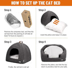 Cat Bed for Indoor Cats -Premium Pet Beds for Cats and Small Dogs, Cat Bed Cave, Comfortable Covered Cat Bed, Cat Tent, Kitten Bed, Small Animal Bed and Cat Hut with Cushioned Pillow (Medium, Grey)