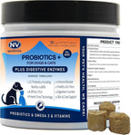 Freeze Dried Probiotics for Dogs - Chicken Flavor - 120 Chews - 6 Billion CFUs, 12 Strains + Prebiotics, Enzymes & Omega 3 for Gut Health, Digestive Health, and Skin & Coat Health
