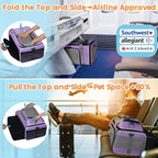 Petskd Top and Side Expandable Pet Carrier 19x13x9 Inches Southwest Allegiant Airlines Approved, Soft-Sided Carrier for Small Dog Under 12 lbs and Large Cat Under 15 lbs(Purple)