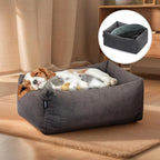 Durable Pet Bed for Small Dogs and Cats, 24" Rectangle Puppy Sofa with Bolster Sides, Washable Soft Fabric with Reversible Cushion, Easy to Clean and Perfect for Crate Use (Gray, S)