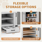 90 Inch Large Dog Crate Furniture, Double Dog Crate with Feeding Station & Storage, Heavy Duty Dog Kennel Furniture for 2 Dogs