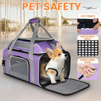 Petskd Top-Expandable Pet Carrier with Wheels 19x13x9 Inches Southwest Allegiant Airlines Approved, Soft-Sided Carrier for Small Dog Under 12 lbs and Large Cat Under 15 lbs(Purple)