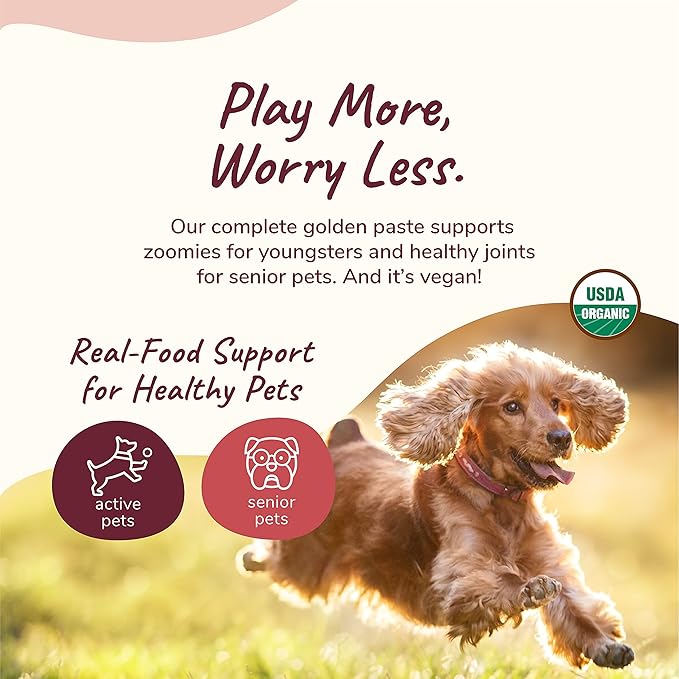 kin+kind Hip and Joint Supplement for Dogs & Cats – Vet Formulated Natural Joint Support with Organic Turmeric, Black Pepper & Coconut – Dog Essentials & Cat Essentials – Made in USA – 3x4 oz (Medium)