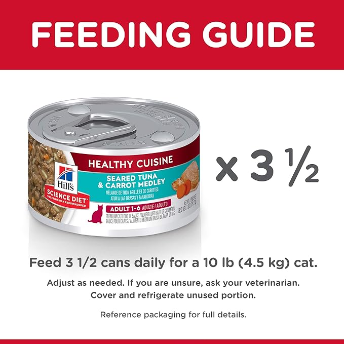 Hill's Science Diet Healthy Cuisine, Adult 1-6, Great Taste, Wet Cat Food, Seared Tuna & Carrot Stew, 2.8 oz Can, Case of 24
