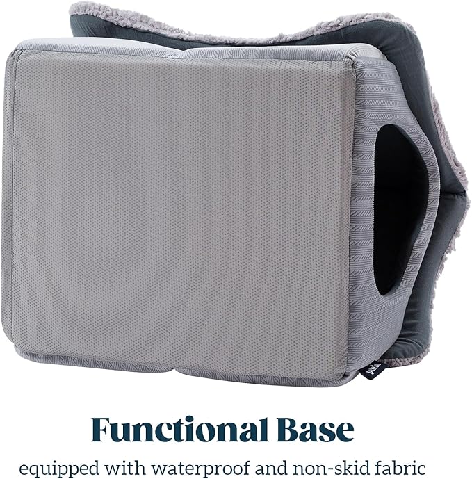 Cat Houses for Indoor Cats - Large Cat Cave Bed with Removable Support Foam and Washable 2-Side Mat - Covered Cat Bed for Cat Hideaway - Enclosed Cat Hideout for Kitten and Small Pet, Grey