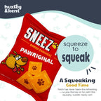 Huxley & Kent Funny Dog Toy w/Squeaker – Power Plush Squeaky Dog Toys for Small, Medium & Large Dogs – Soft Stuffed Animal for Indoor Play & Fetch - Sneez-It, Small