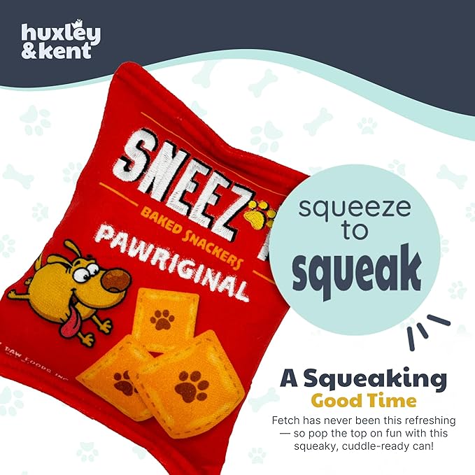 Huxley & Kent Funny Dog Toy w/Squeaker – Power Plush Squeaky Dog Toys for Small, Medium & Large Dogs – Soft Stuffed Animal for Indoor Play & Fetch - Sneez-It, Small