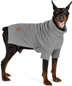 cyeollo Dog Sweaters Turtleneck Knitted Sweater with Leash Hole Winter Pet Clothes Dog Sweaters for Small Dogs, Grey M
