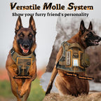 rabbitgoo Dog Harness for Large Dogs No Pull, Tactical Service Pet Vest with Molle and Control Handle, Adjustable and Reflective Military Harness for Easy Walking and Training, Desert camo, XL