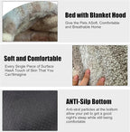 HYQ Cat Beds for Indoor Cats, Small Dog Bed with Cover Cave, Cozy Cat Cave Bed, Round Puppy Bed with Hooded Cover, Dog Beds for Small Dogs with Anti-Slip Bottom(Khaki Texture, 20×20 Inch)