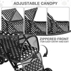 MoNiBloom 4 Wheels Pet Stroller, Easy-Fold Umbrella Shaped Dog Cat Jogger Stroller w/Storage Bag & Visible Mesh for Small/Medium Dogs Cats Black Polka Dots